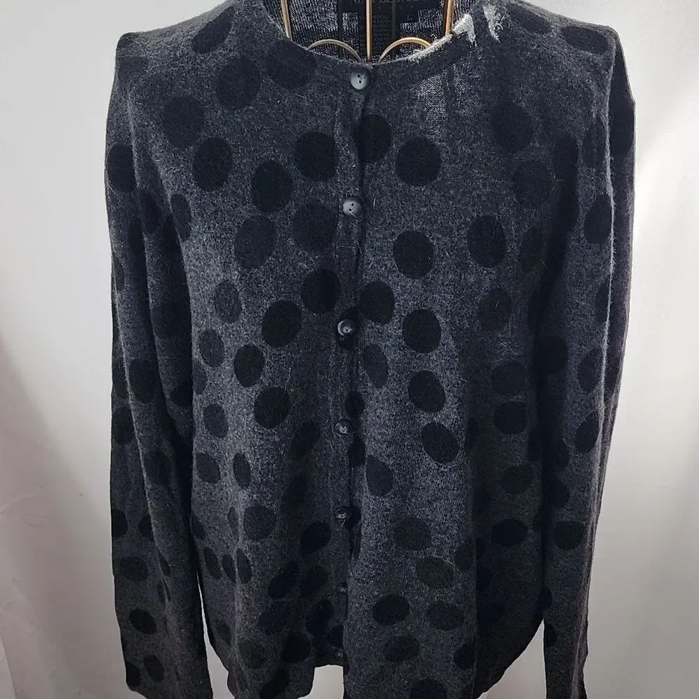 Lambswool Cardigan Sweater Polka Dots Lightweight
